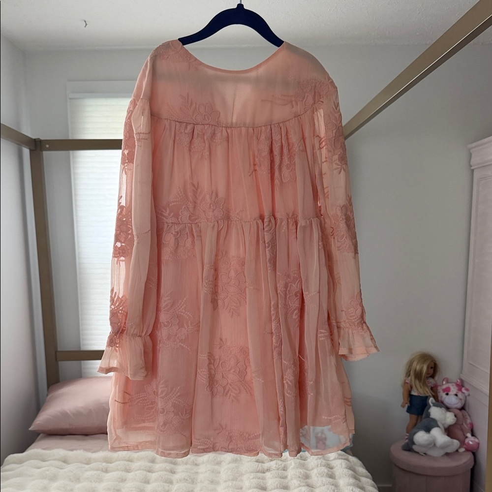 Mayoral Girls Pink Embroidered Tiered Dress
